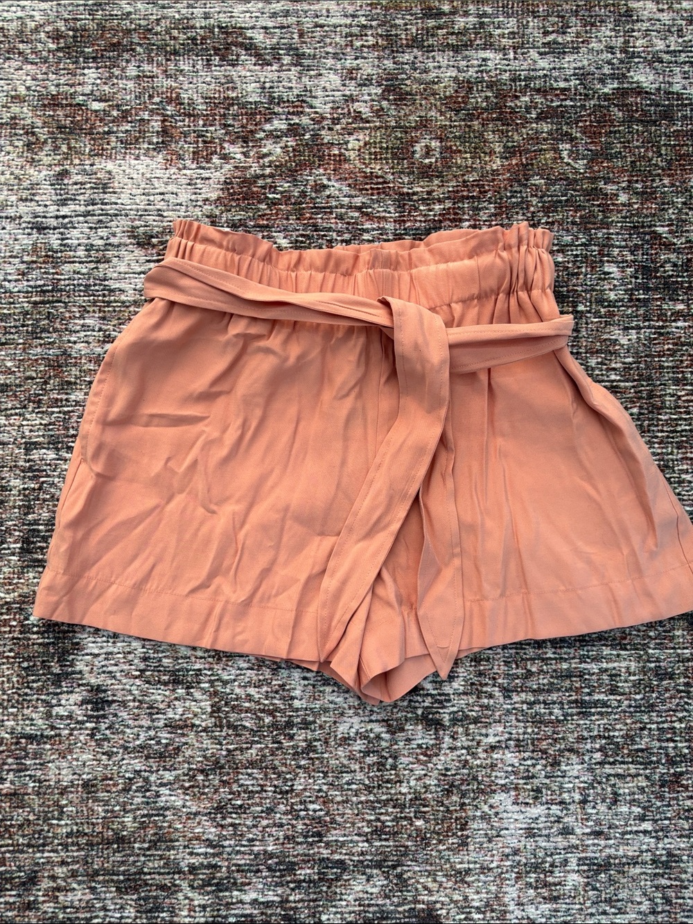 BCBGMaxAzria Peach Paperbag Tie-Waist High Waist Shorts